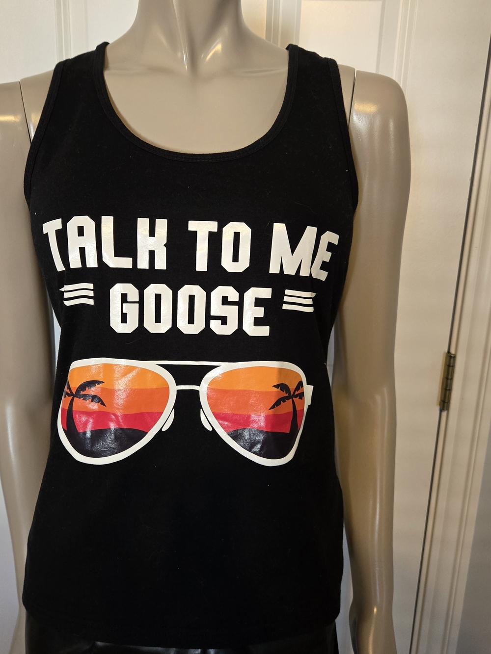 Talk To Me Goose Black Graphic Tank Top
